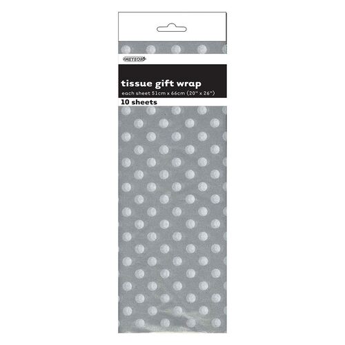 Dots 10 Tissue Sheets - Silver