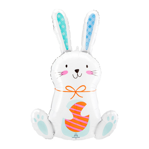 SuperShape XL White Funny Bunny Foil Balloon