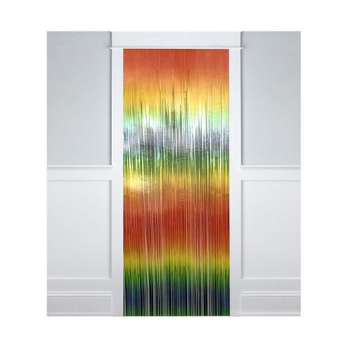 Fringe Door Curtain Vibrant Rainbow 0.91m W X 2.43m L