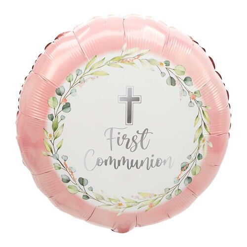 45cm Standard HX My First Communion Pink Foil Balloon