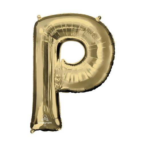 SuperShape Letter P White Gold Foil Balloon