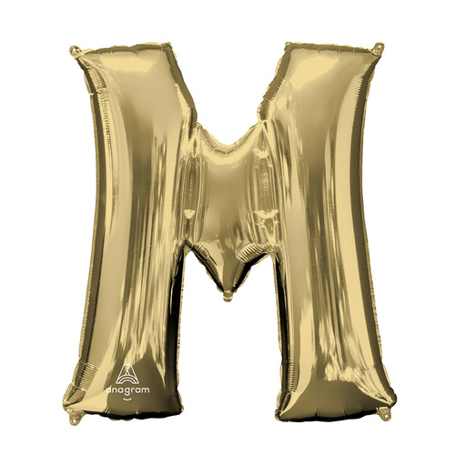 SuperShape Letter M White Gold Foil Balloon