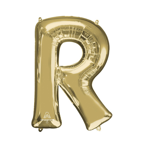 SuperShape Letter R White Gold Foil Balloon