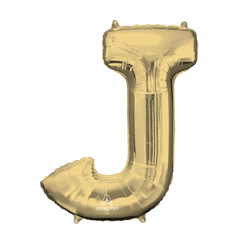 SuperShape Letter J White Gold Foil Balloon