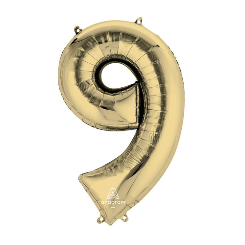 SuperShape White Gold Number 9. Foil Balloon