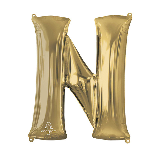 SuperShape Letter N White Gold Foil Balloon