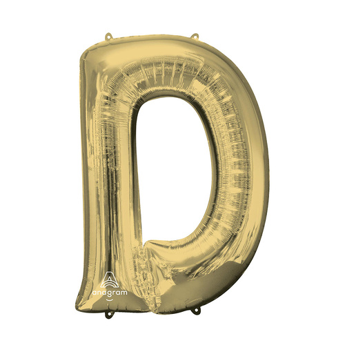 SuperShape Letter D White Gold Foil Balloon