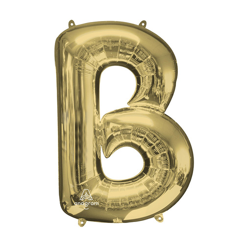 SuperShape Letter B White Gold Foil Balloon