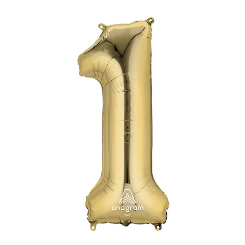 SuperShape White Gold Number 1. Foil Balloon