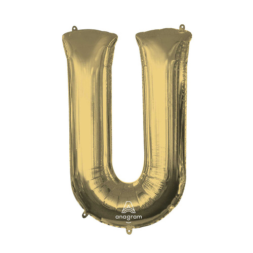 SuperShape Letter U White Gold Foil Balloon