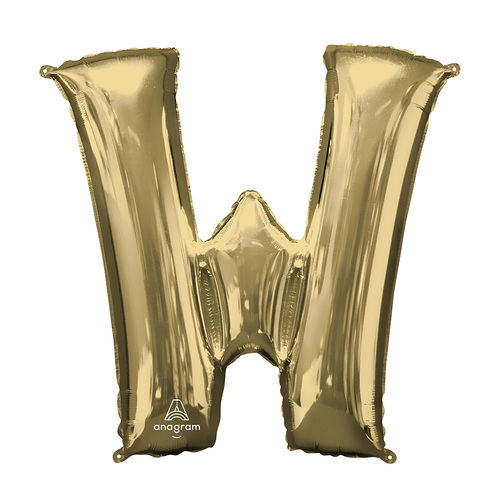 SuperShape Letter W White Gold Foil Balloon