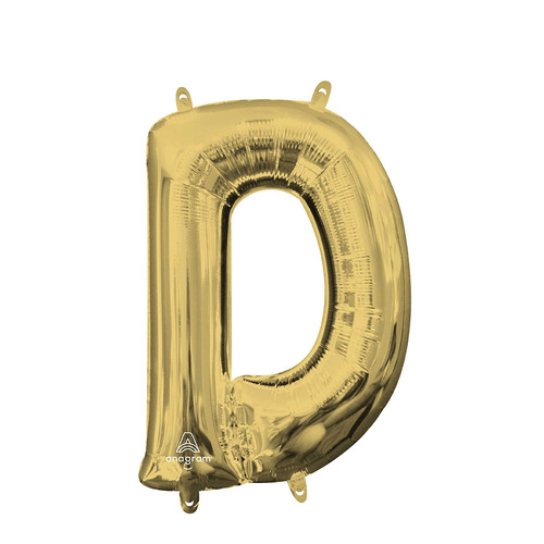 Letter D White Gold Foil Balloon