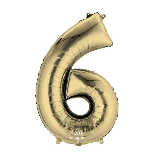 SuperShape White Gold Number 6. Foil Balloon