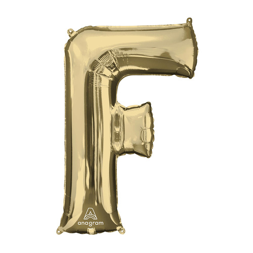 SuperShape Letter F White Gold Foil Balloon