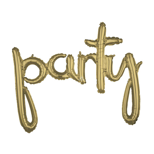 Script Phrase party White Gold Foil Balloon