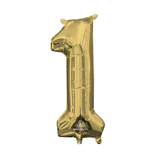 Number 1 White Gold Foil Balloon