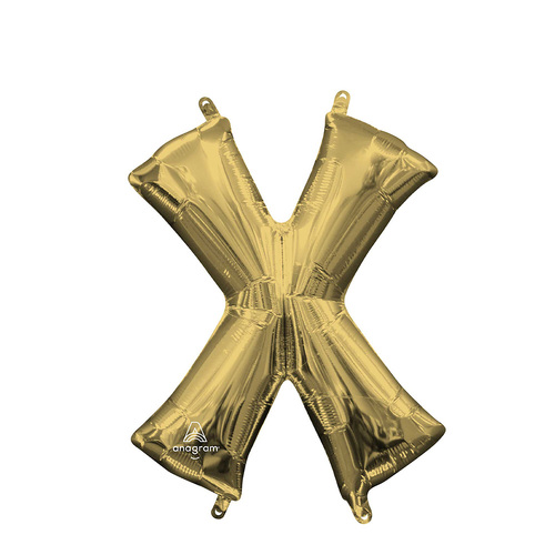 Letter X White Gold Foil Balloon