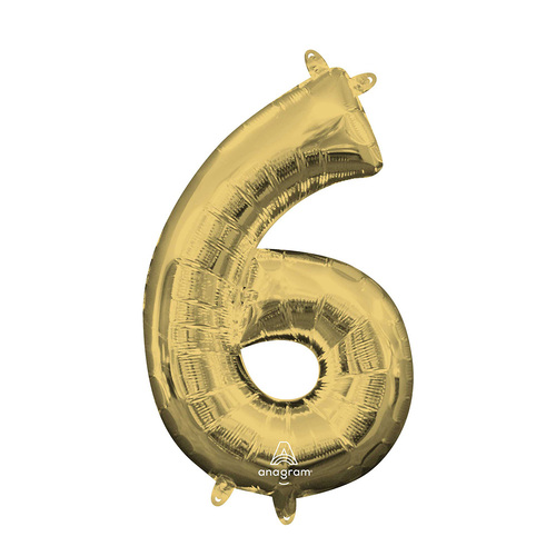 Number 6 White Gold Foil Balloon