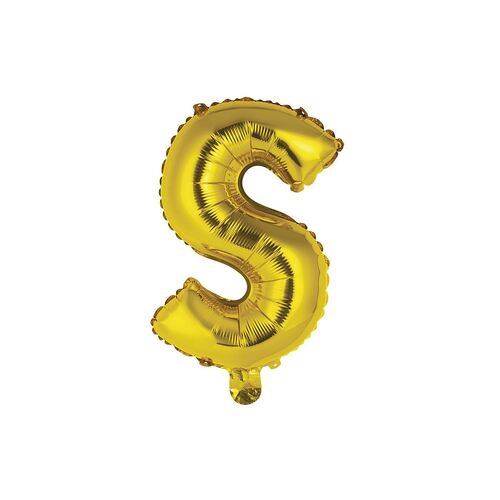 Gold S Letter Foil Balloon 35cm