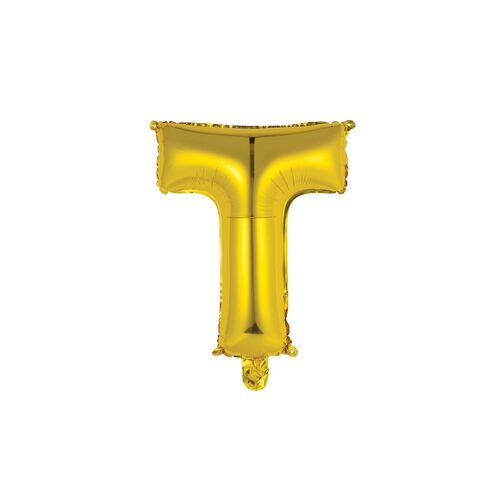 Gold T Letter Foil Balloon 35cm