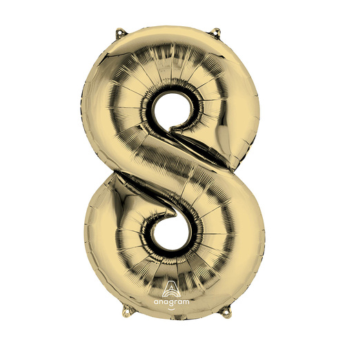 SuperShape White Gold Number 8. Foil Balloon