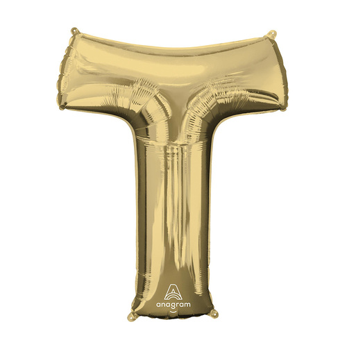 SuperShape Letter T White Gold Foil Balloon