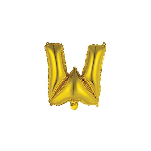 Gold W Letter Foil Balloon 35cm