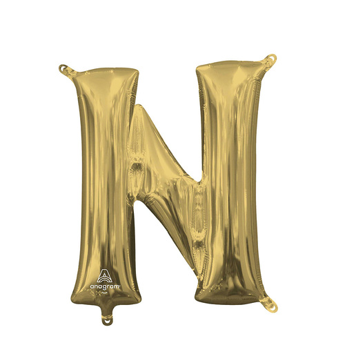 Letter N White Gold Foil Balloon