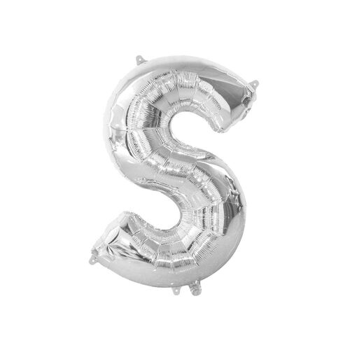 Silver S Letter Foil Balloon 35cm