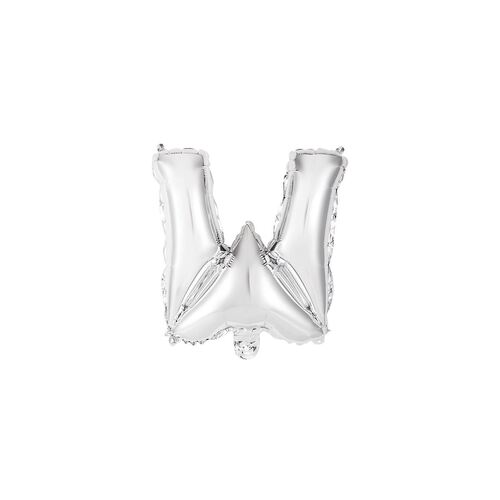 Silver W Letter Foil Balloon 35cm