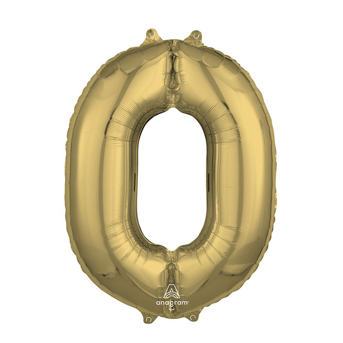 Mid-Size Shape White Gold Numeral 0. Foil Balloon