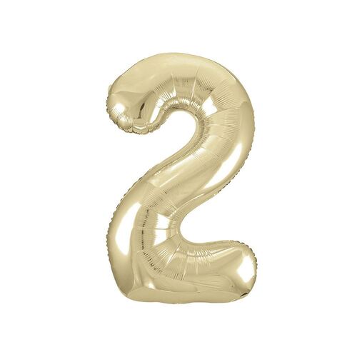 86cm Champagne Gold "2" Numeral Foil Balloon 