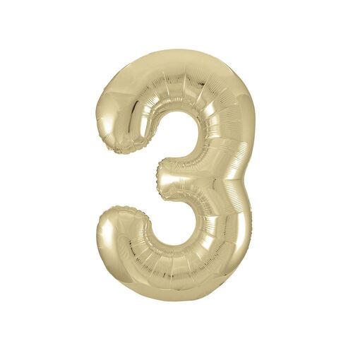 86cm Champagne Gold "3" Numeral Foil Balloon 