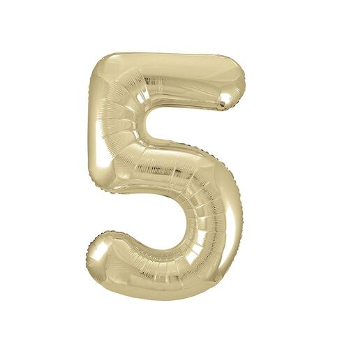 86cm Champagne Gold "5" Number Foil Balloon