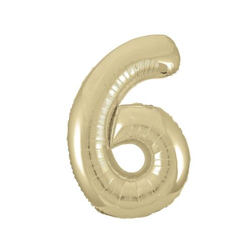 86cm Champagne Gold "6" Numeral Foil Balloon 