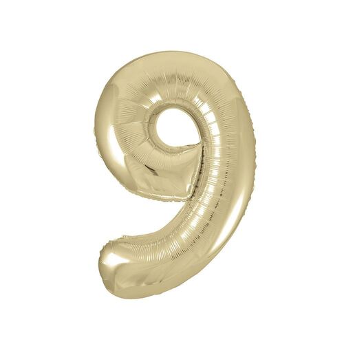 86cm Champagne Gold "9" Numeral Foil Balloon  