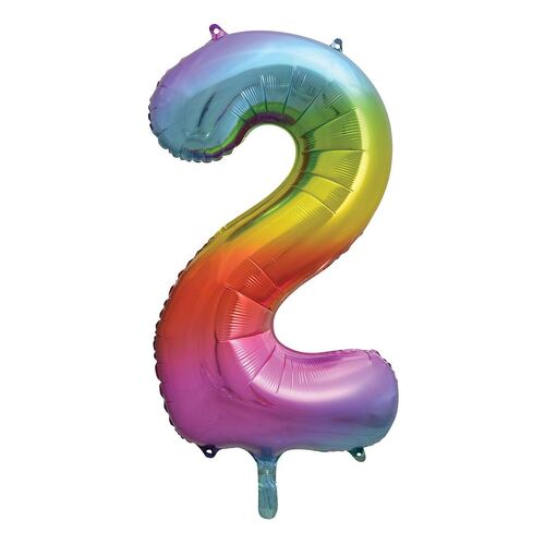 86cm Rainbow 2 Number Foil Balloon