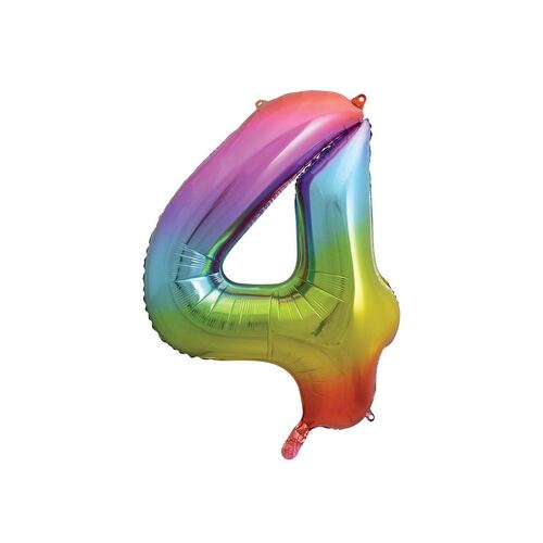 86cm Rainbow 4 Number Foil Balloon