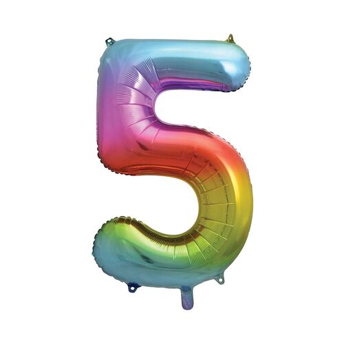 Rainbow 5 Number Foil Balloon 86cm