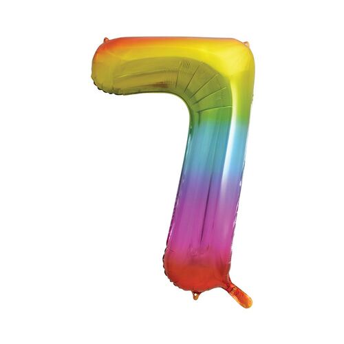 86cm Rainbow 7 Number Foil Balloon