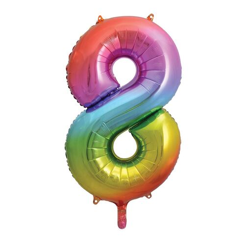 Rainbow 8 Number Foil Balloon 86cm