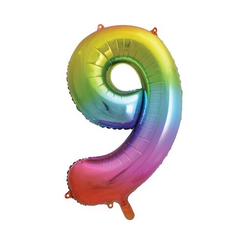 86cm Rainbow 9 Number Foil Balloon