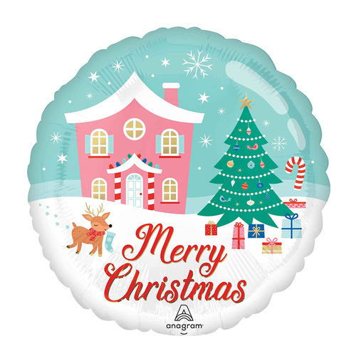 45cm Standard HX Nostalgic Merry Christmas Wonderland Foil Balloon