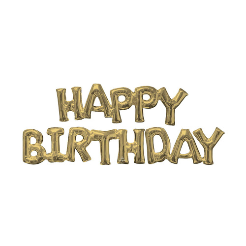 Phrases HAPPY BIRTHDAY White Gold Foil Balloon