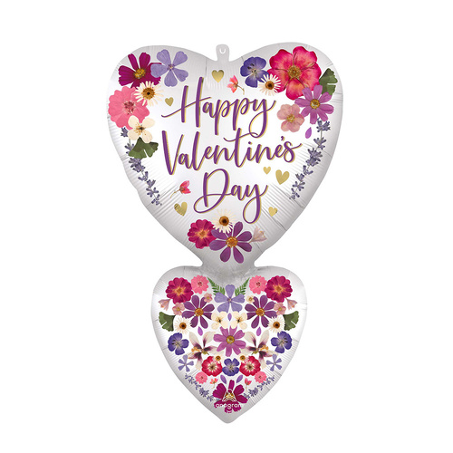 SuperShape Happy Valentine's Day Pressed Flowers Foil Balloon