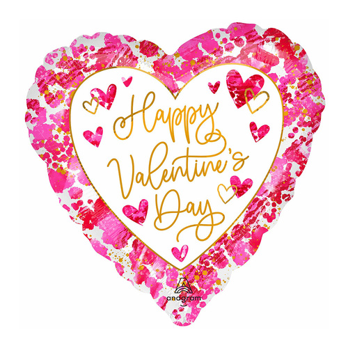 45cm Standard HX Happy Valentine's Day Heartful Foil Balloon