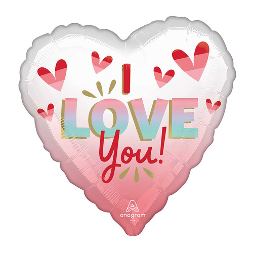 45cm Standard HX Happy Valentine's Day Diffused Ombre Hearts Foil Balloon