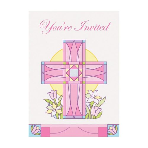 Sacred Cross pk Invitations 8 Pack