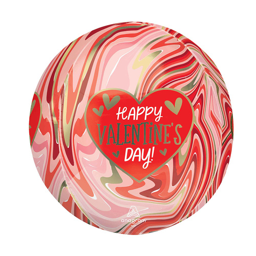 Orbz Happy Valentine's Day Twisty Marble Foil Balloon