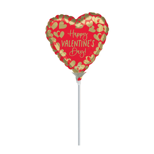 22cm Happy Valentine's Day Golden Hearts Foil Balloon